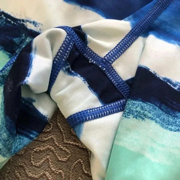 Lululemon Pace Pusher Crop *Full-On Luxtreme Brush Strokes Harbor Blue Menthol - Picture 14 of 15